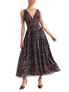 NWT AROSE Studio Women’s V-Neck Detailed Floral Printed Maxi Dress